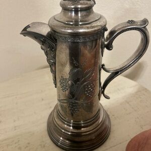 Silver Victorian Serveware Pitcher with Ornate Floral Engravings